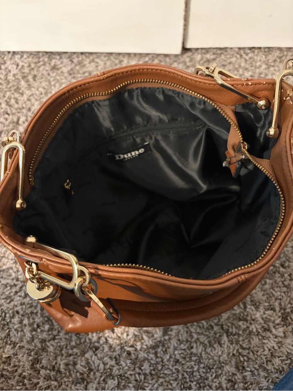Dune London Brown Leather Shoulder Bag with Tassel - Picture 6 of 6